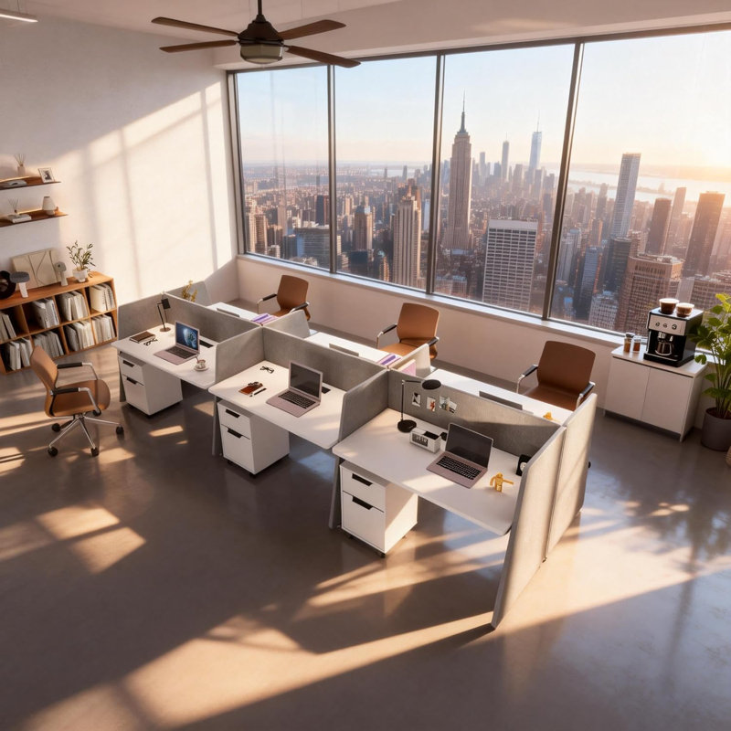Bureau de poste de travail moderne pour 6 personnes, panneaux de séparation d'intimité acoustique avec prise de courant intégrée, bureau multi-utilisateurs diviseur insonorisant gris pour grand bureau à aire ouverte