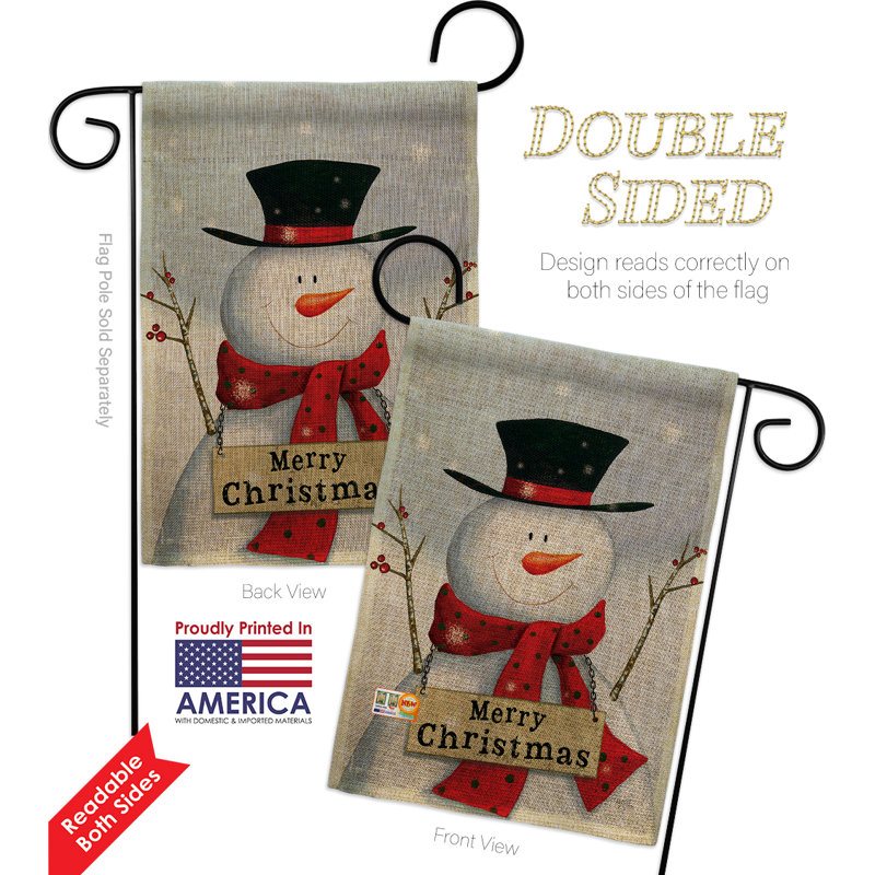 Joyful bonhomme de neige, impression de noël en polyester 19 po x 13 po ensemble de drapeau