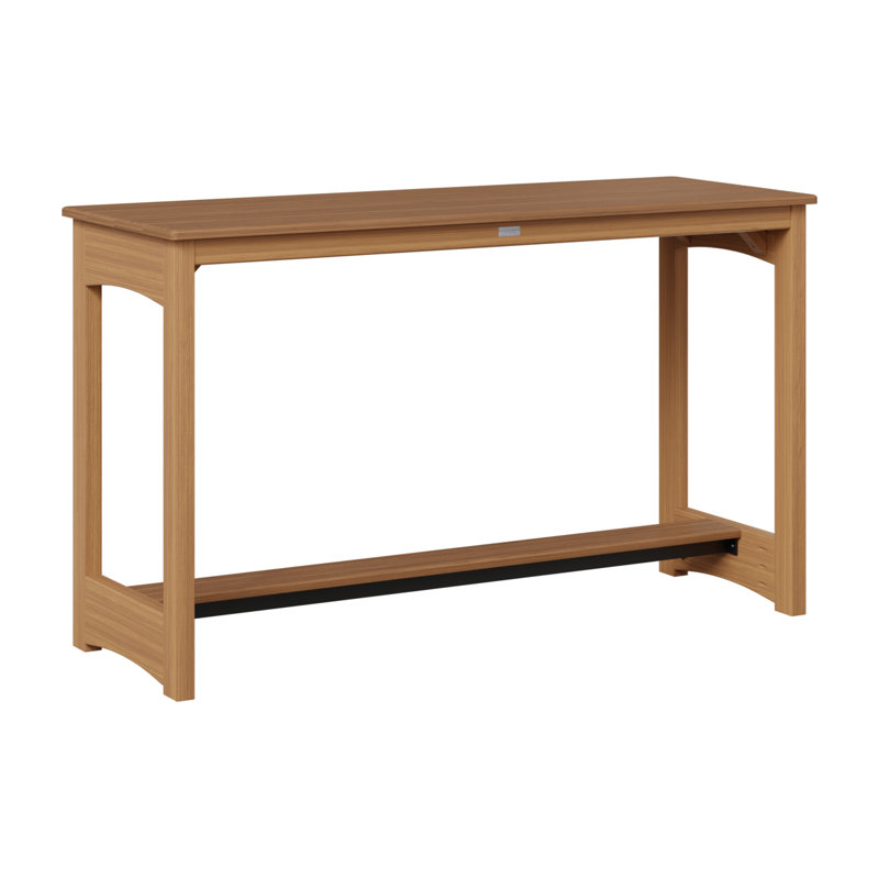 Balcony Outdoor Bar Table, Antique Mahogany, 35.5" H x 60" W x 22" D, Natural Teak