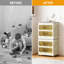 135L Large Stackable Storage Box with Wheels & Lids, Foldable Rolling Plastic Container for Home Toy Clothing Organization