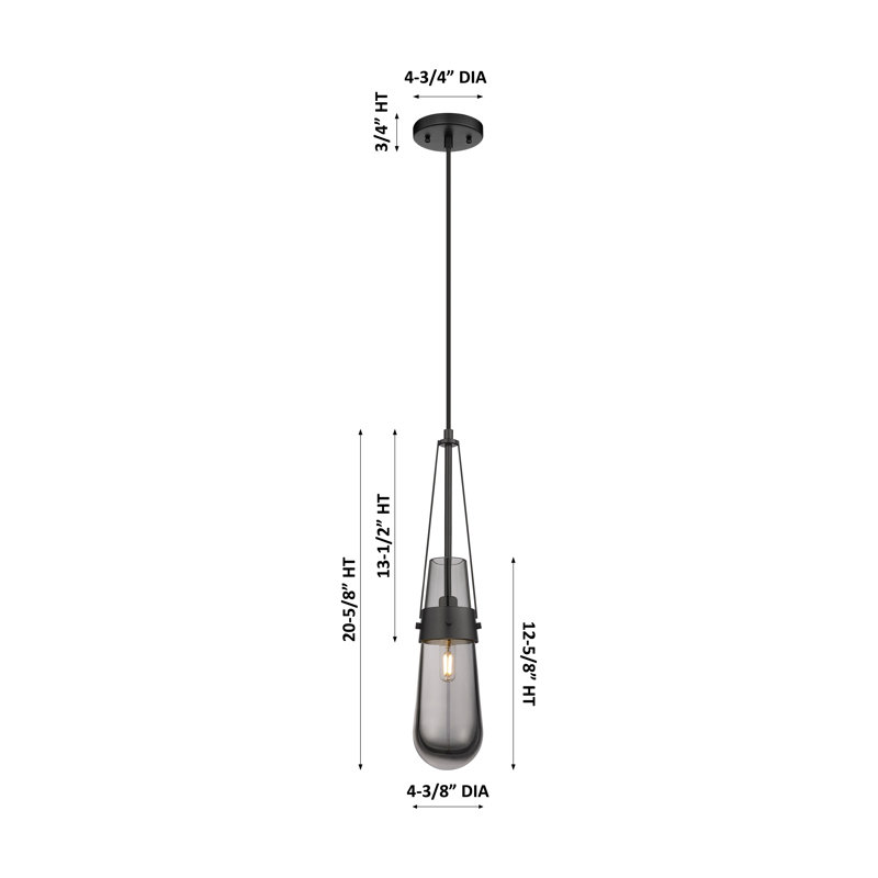 Luminaire suspendu à cordon 4 lumières Milan 1 lumière, Noir mat, Nickel satiné