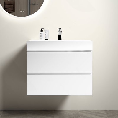 Meuble-lavabo mural de 30 po avec lavabo et rangement mural Alice pour salle de bain moderne, pré-assemblé