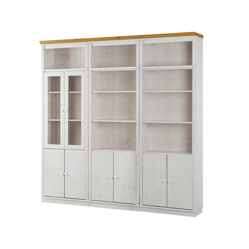 Demaurie 223cm H x 296cm W Library Bookcase Bookcase, White/Natural