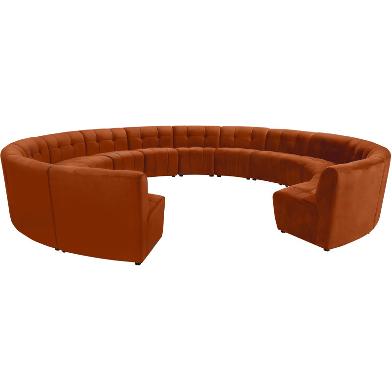 Jedson Velvet Sectional Symmetrical, Cognac Velvet