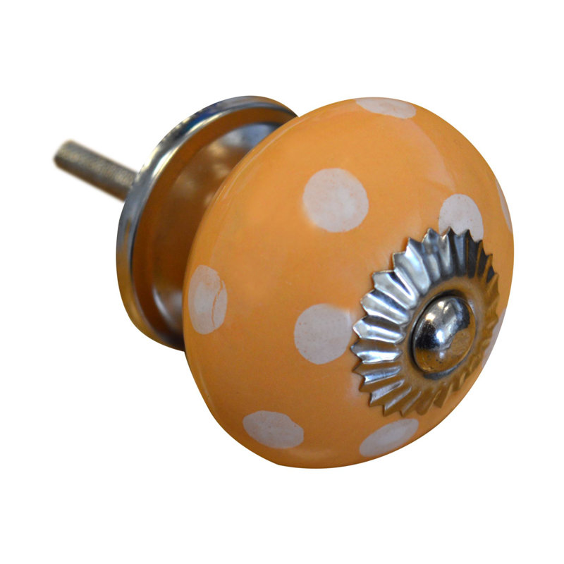 Nicola Spring - Round Ceramic Cabinet Knobs, Orange/White