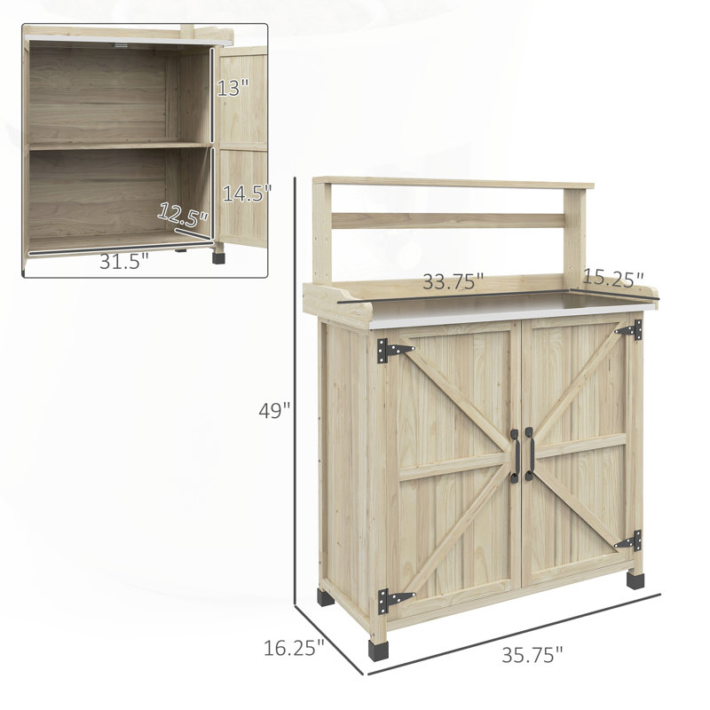 Versatile Outdoor Potting Bench with Multiple Storage Options and Durable Construction, Natural