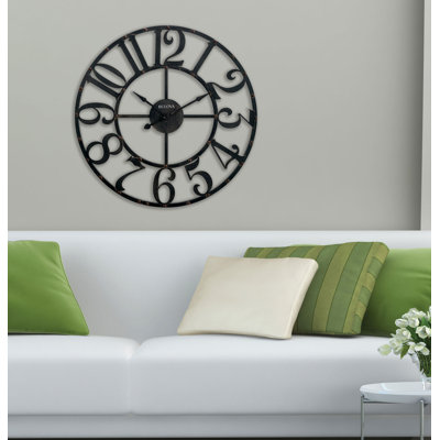 Gabriel 45" Oversized Metal Gallery Wall Clock with Rustic Brown Finish, C4821