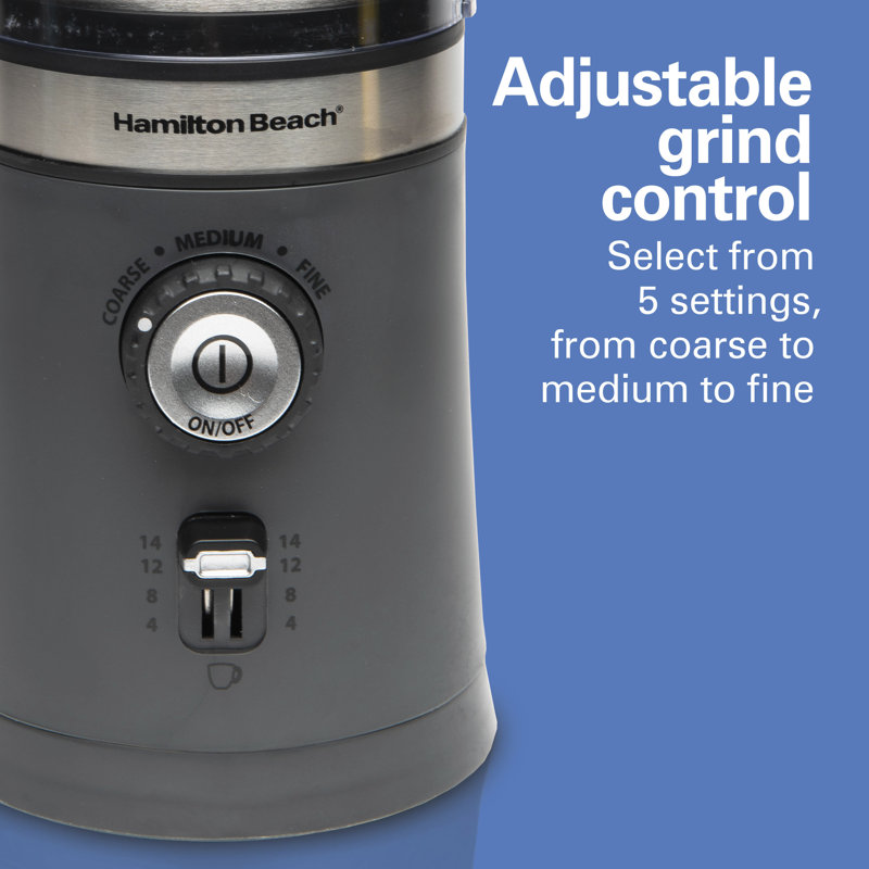 Hamilton Beach Gray Electric Coffee Grinder with Adjustable Grind