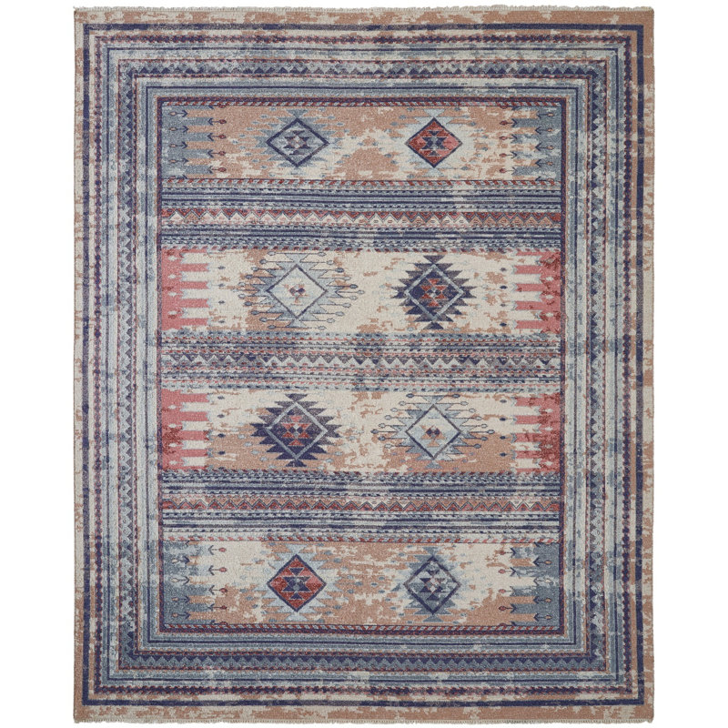 Tapis en laine tissé à plat Zahara Dusk Sky, Rectangle 6 pi x 9 pi