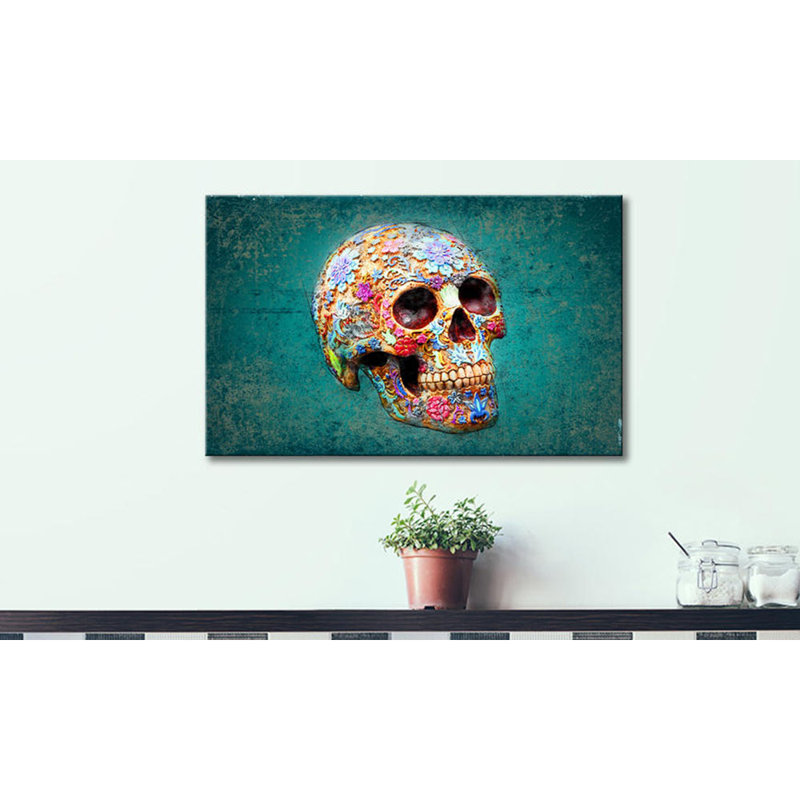'Flowers and Death' - Wrapped Canvas Graphic Art, 80cm H x 100cm W, 100% cotton canvas