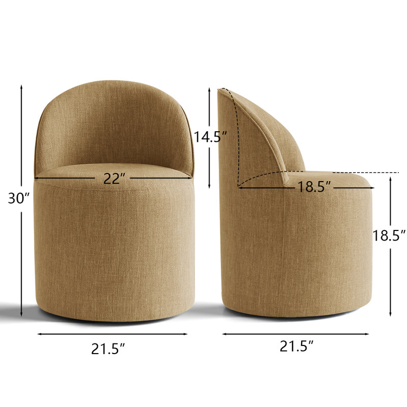 Chaise pivotante en lin avec roulettes cachées, Sésame, 1