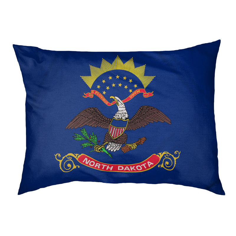 Coussin de designer north dakota flag Burien, L 19,5 po x l 29,5 po, Marron foncé