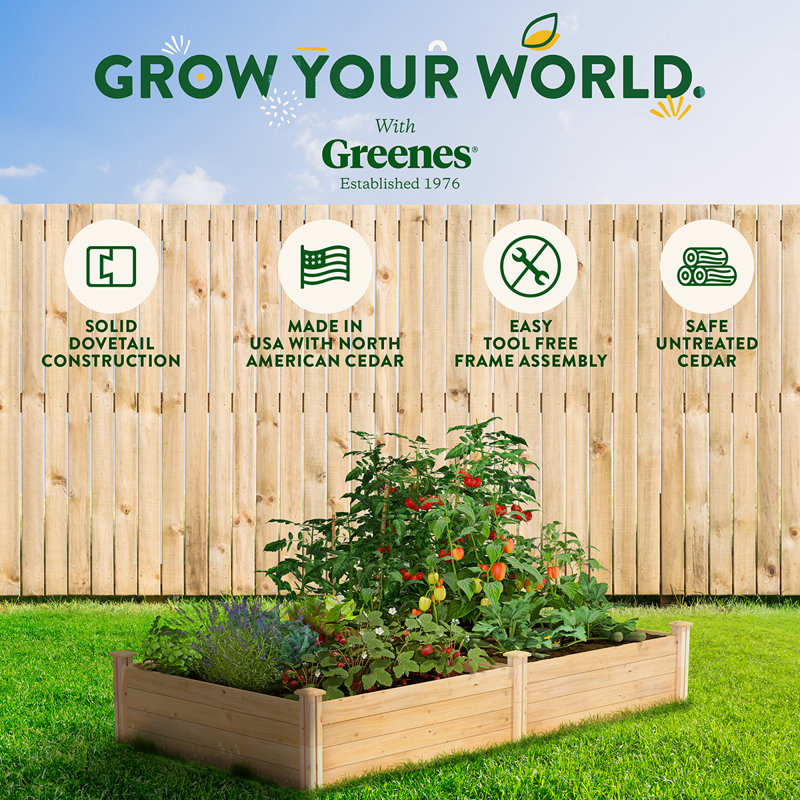 Katsuyoshi Wood Raised Garden Bed, Cedar, 14" H x 96" W x 48" D