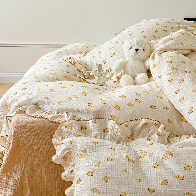 Ensemble de housse de couette minimaliste en mousseline de coton pour enfants (sans taies d'oreiller), Bébé