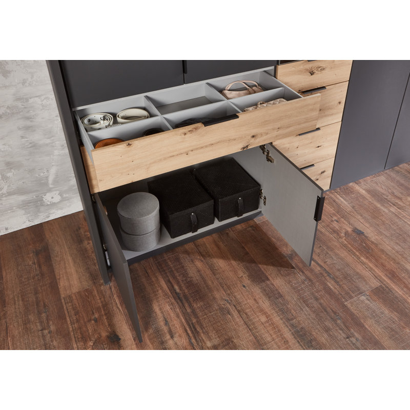 Arianit 8 Door Manufactured Wood Wardrobe, Graphite/Artisan Oak