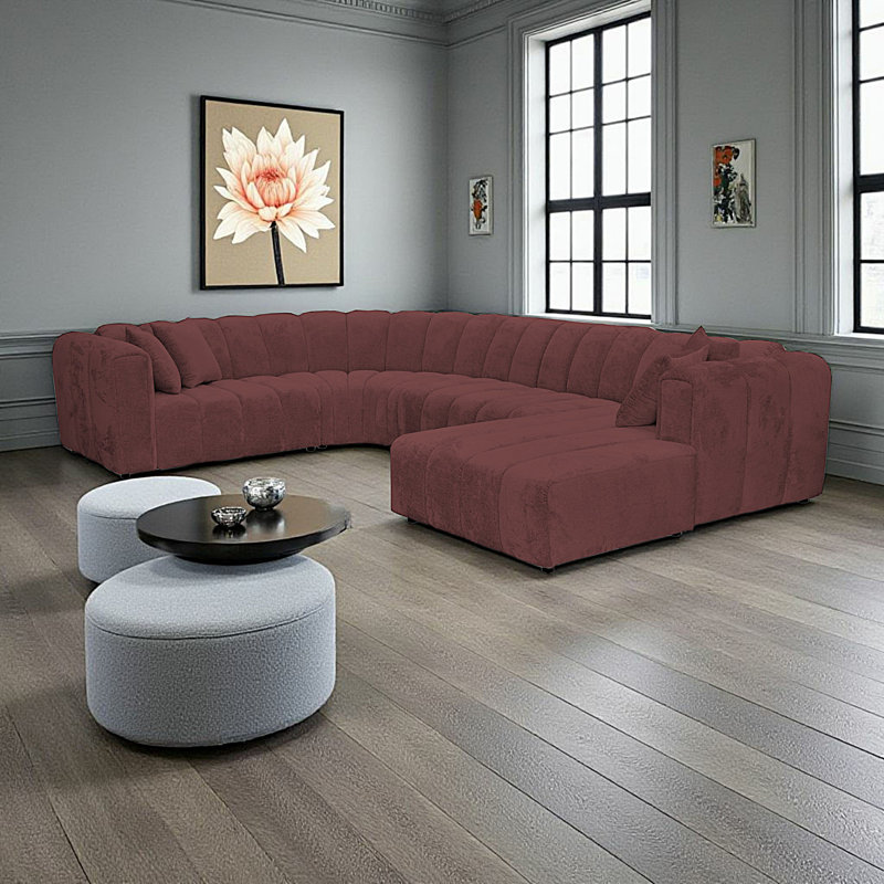 5 Seater Corner Sofa, Right Hand Facing, Red