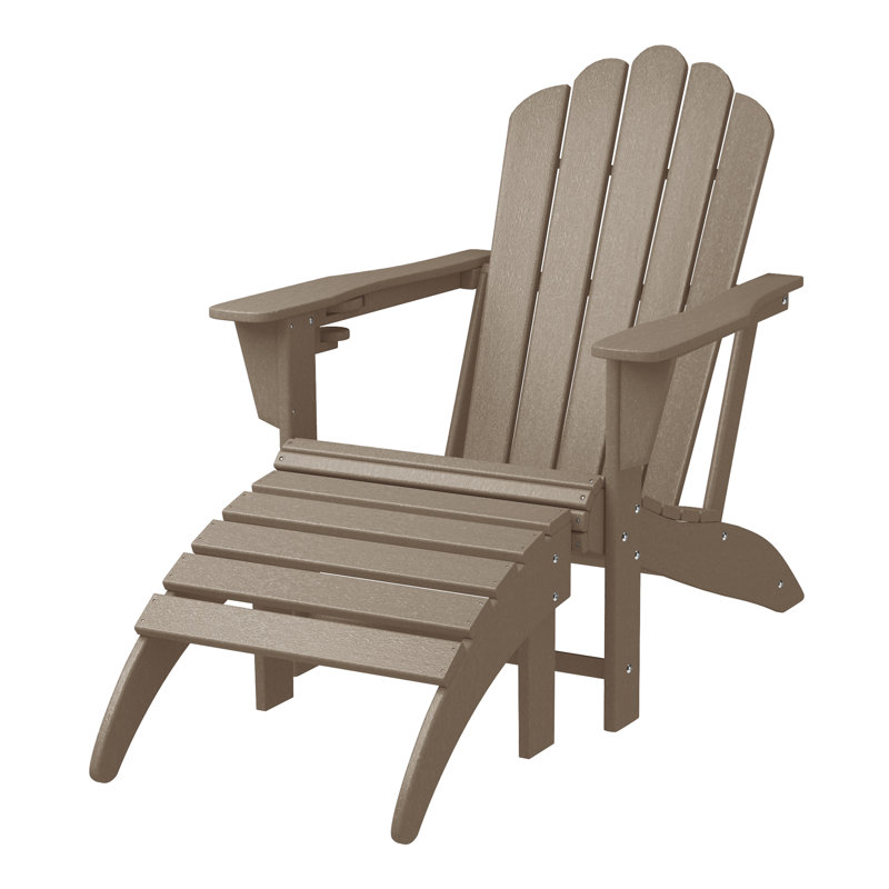 Chaise Adirondack en poly tout temps avec repose-pieds Lucus, Tanné