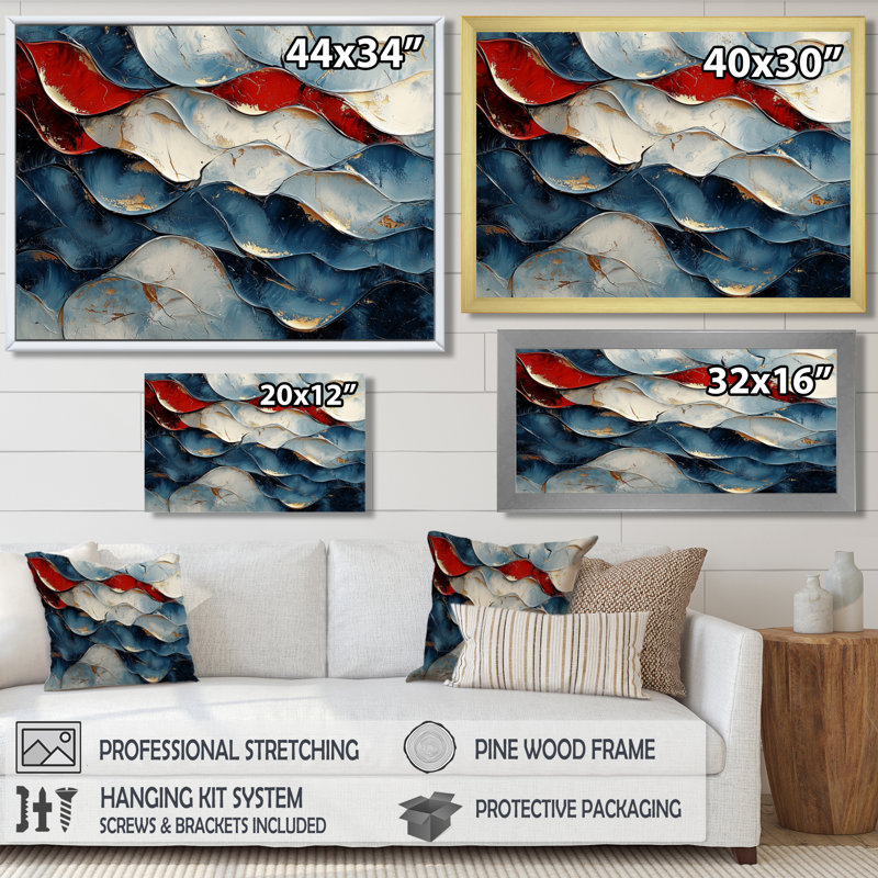 «Fragmented Mirror of Aqua», art mural Fractals, H 16 po x l 32 po, Cadre flottant, Doré
