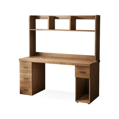 Walnut Rectangular Solid Wood Executive desk with drawers desk