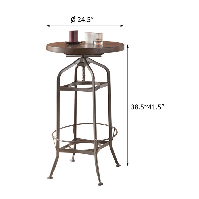 Renn Walnut and Gunmetal Round Bar Table