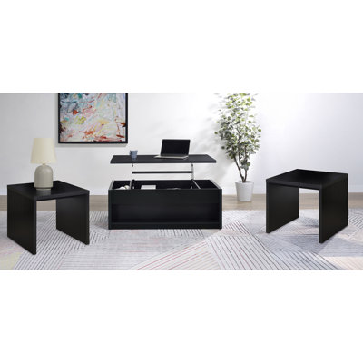 Ensemble de 3 tables basses à plateau relevable noir Canyon (table basse incluse seulement)