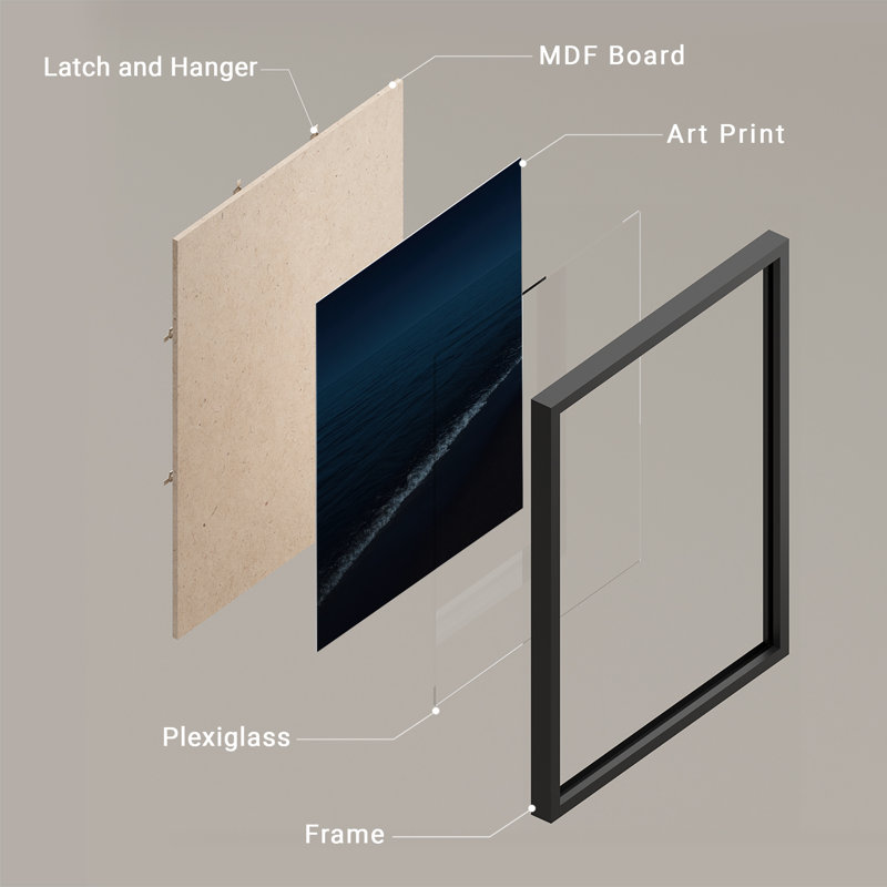 Reproduction d'art encadrée abstraite pour décoration intérieure moderne - 11 po x 14 po, H 14 po x l 11 po, Noir