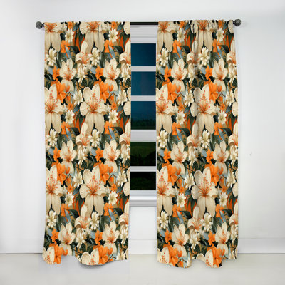 Papaya Dreams Tropical Pattern II - Tropical Velvet Curtain - Room Darkening - 1 panel