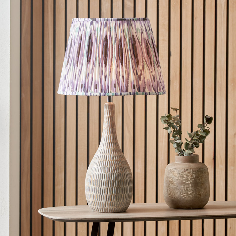 Pleated Cotton Cylinder Shade, Purple, 21cm H x 30cm W x 30cm D