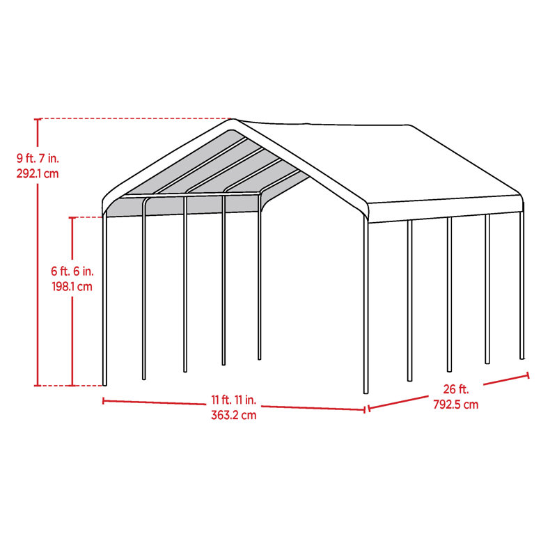 ShelterLogic 12' x 26' White Steel Frame Waterproof Canopy