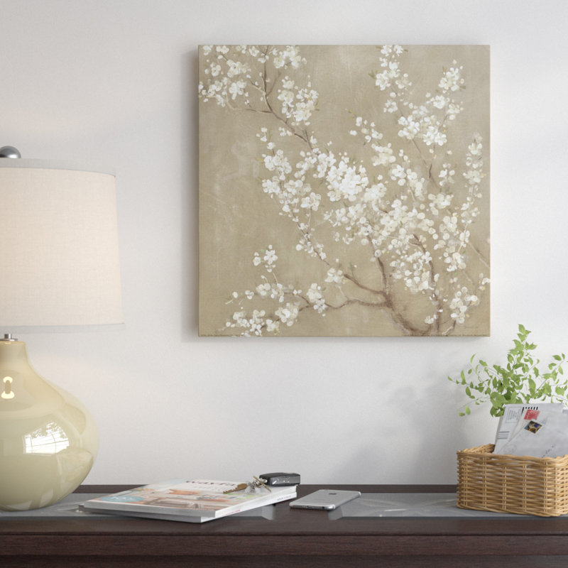 «White Cherry Blossoms II», reproduction d'art sur toile tendue, H 18 po x l 18 po x P 1,5 po, Toile tendue