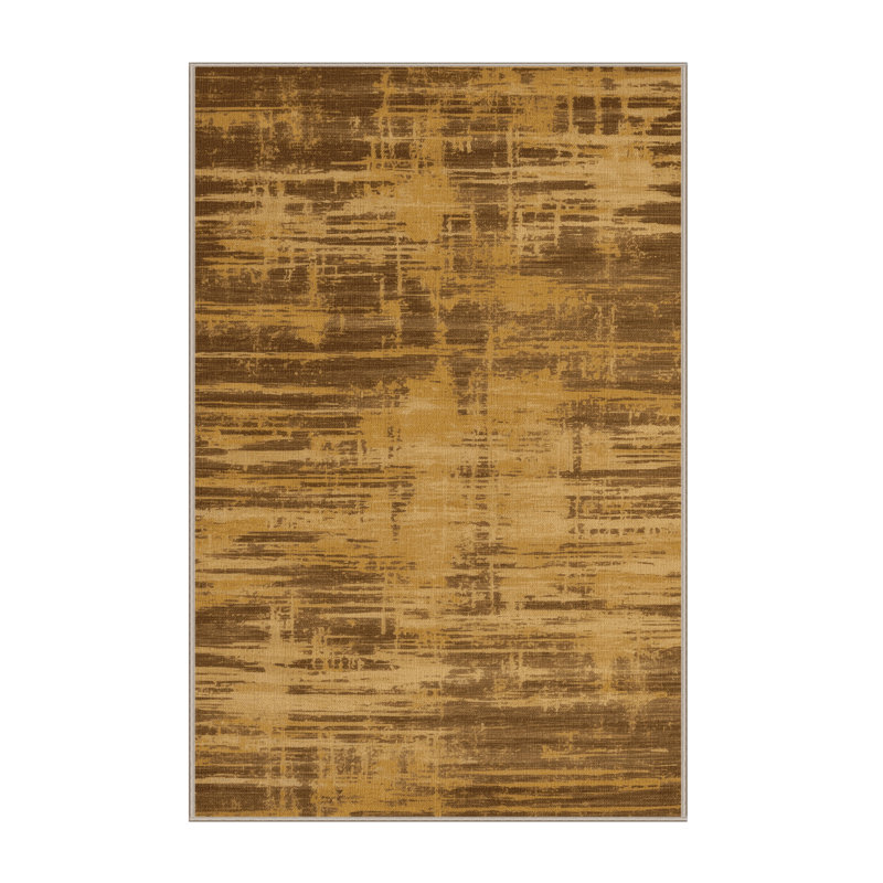Machine Washable Abstract Brown Area Rug, Rectangle 2' x 3'