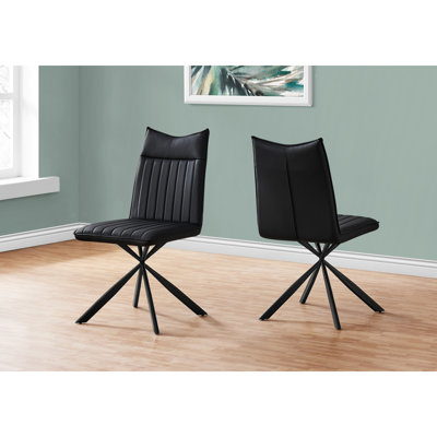 Chaise de salle à manger, ensemble de 2, latérales, rembourrées, cuisine, salle à manger, aspect cuir, métal, contemporain, moderne