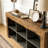 Wood Sofa Table, Rustic Console Table Entryway Table with 6 Storage Cubes