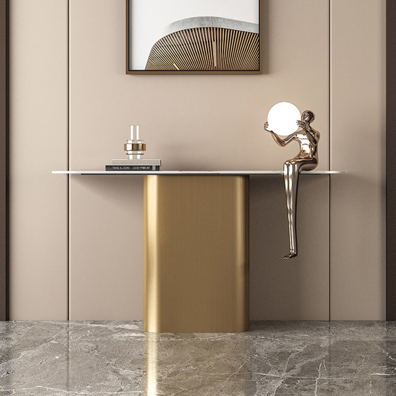 Console de style italien en pierre frittée., 33.4" H x 47.2" W x 13.7" D, Doré