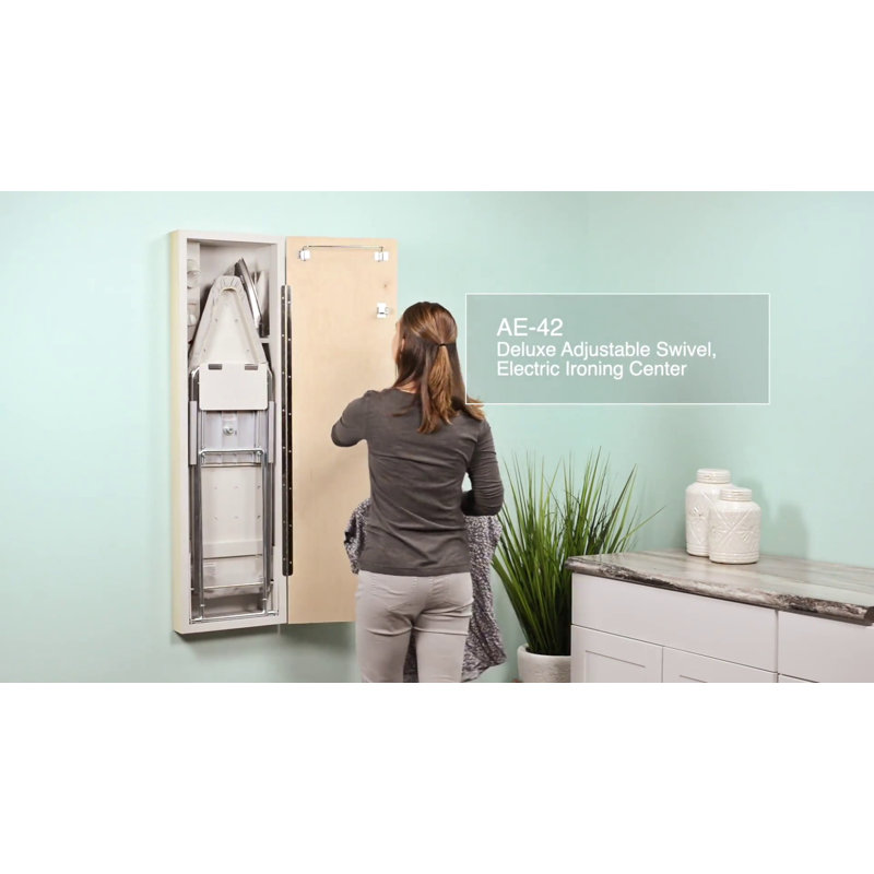 Cool Gray Deluxe Swivel Ironing Center with Flat White Door