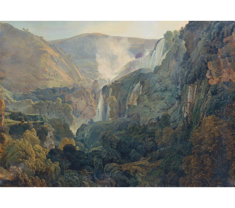 "Les chutes d'eau de Terni" par Frederic Von Nerly - Art mural sur toile tendue avec châssis, H 18 po x l 14 po