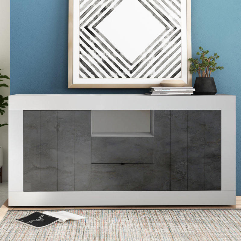 Honi 184cm Sideboard, White/Dark grey