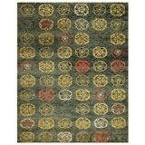 Qing Wool Floral Area Rug in Brown/Gold