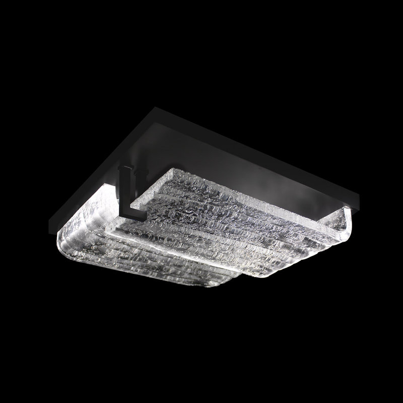 Waterfall 16.75"W Square Outdoor Flush Mount, Outdoor Black