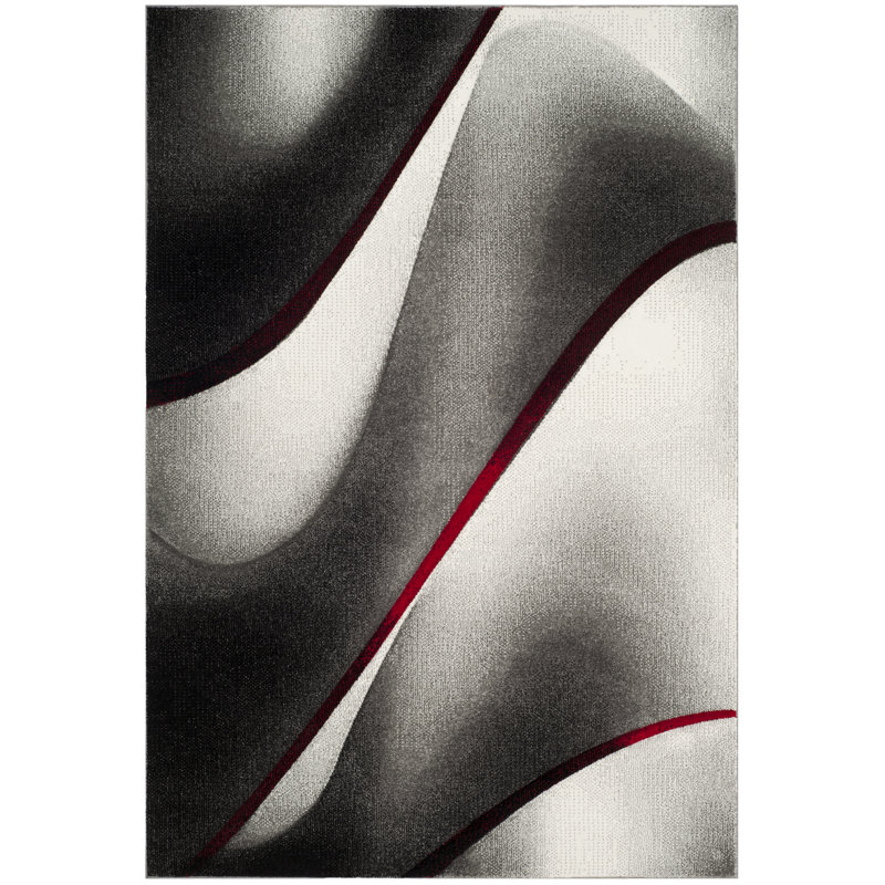 Tapis gris / rouge à motif abstrait Vilica, Rectangle 4 pi x 6 pi
