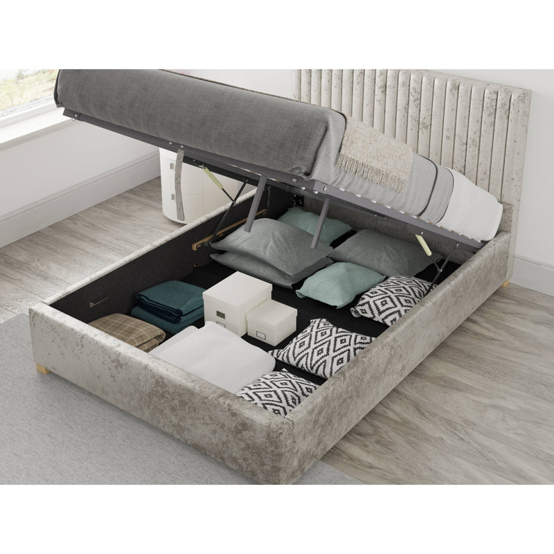 Chevy Upholstered Ottoman Storage Bed, Double (4'6), Pearl