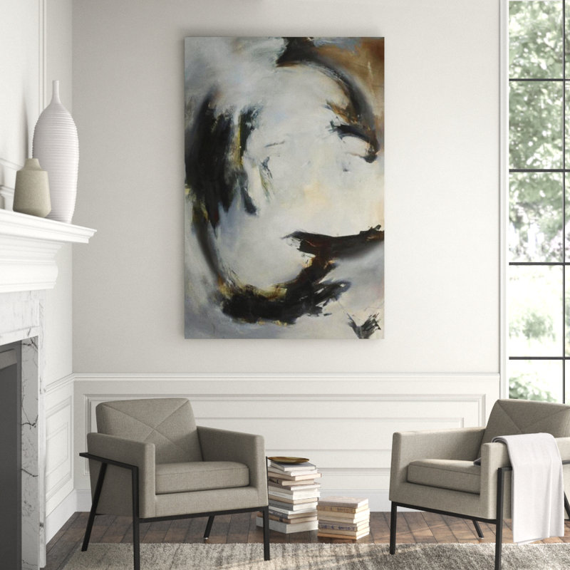 Gray Wheel Print by Samuel Kane, Image Brush Gel, 71" H x 47" W x 1.5" D