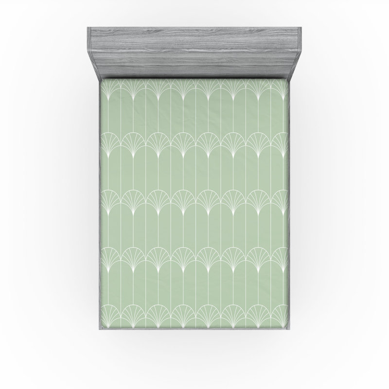  Drap-housse abstrait, Drap-housse grand, Vert pâle / blanc