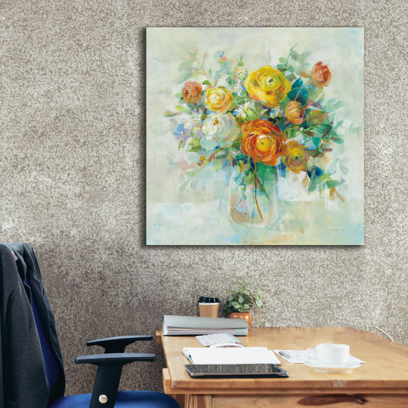 «Blooming Splendor 1» par Danhui Nai, art mural sur toile, H 37 po x l 37 po