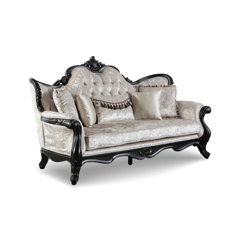 Tarver Upholstered 84.5'' Sofa, Black, Beige Polyester