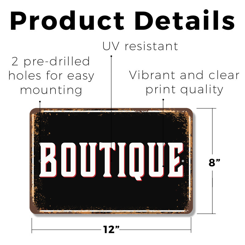 Enseigne en plastique 8 po x 12 po Boutique