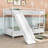 Twin Over Twin Metal Bunk Bed With Slide, Convertible Loft Design And Safety Guardrail-1649801302
