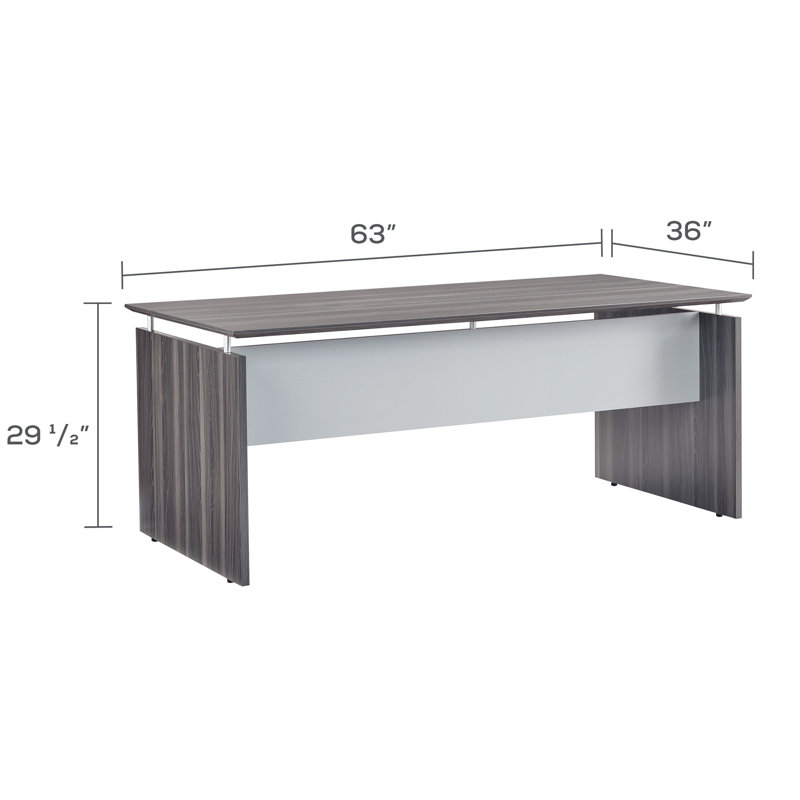 Medina Executive 63" Gray Steel Laminate Straight Desk