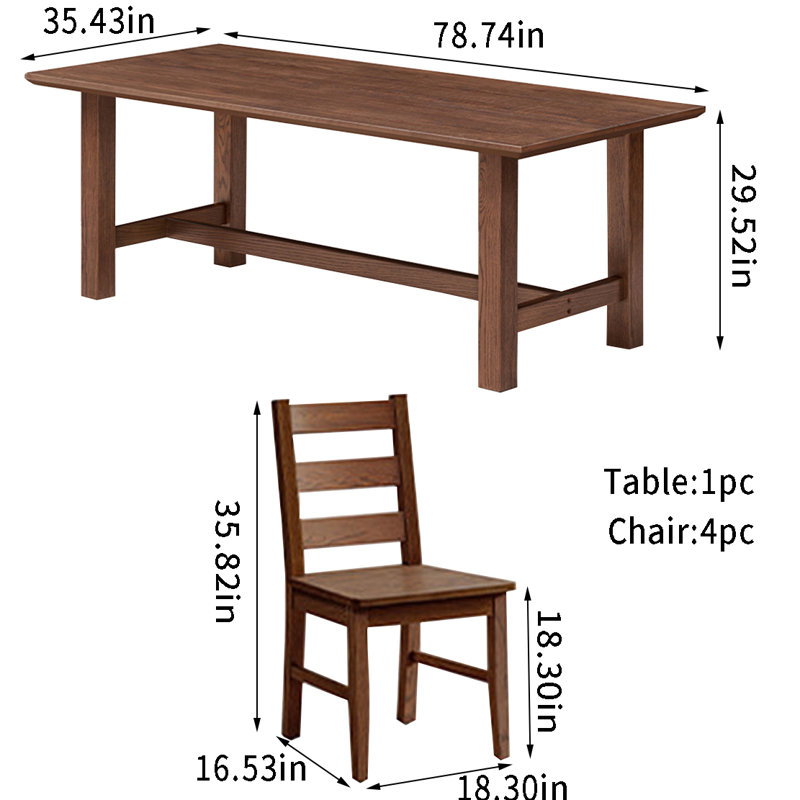 Ensemble de salle à manger rectangulaire l 35,43 po, H 29,52 po x L 78,74 po x l 35,43 po