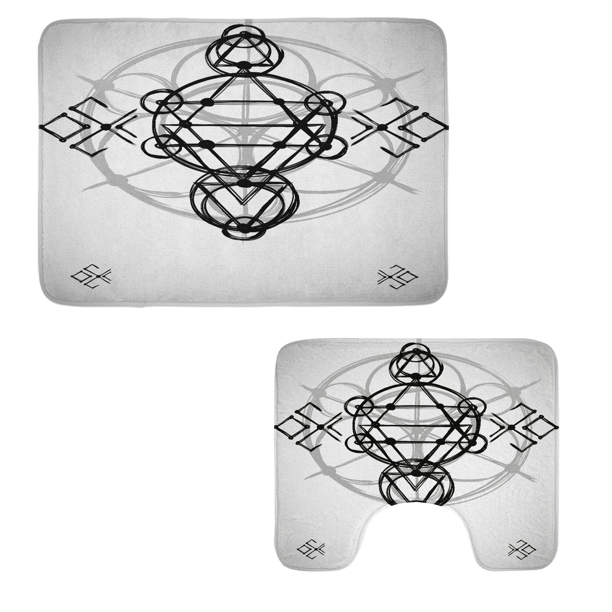 East Urban Home Grey Bathroom Rug Set 2 Pieces Rectangle & Contour Mats ...